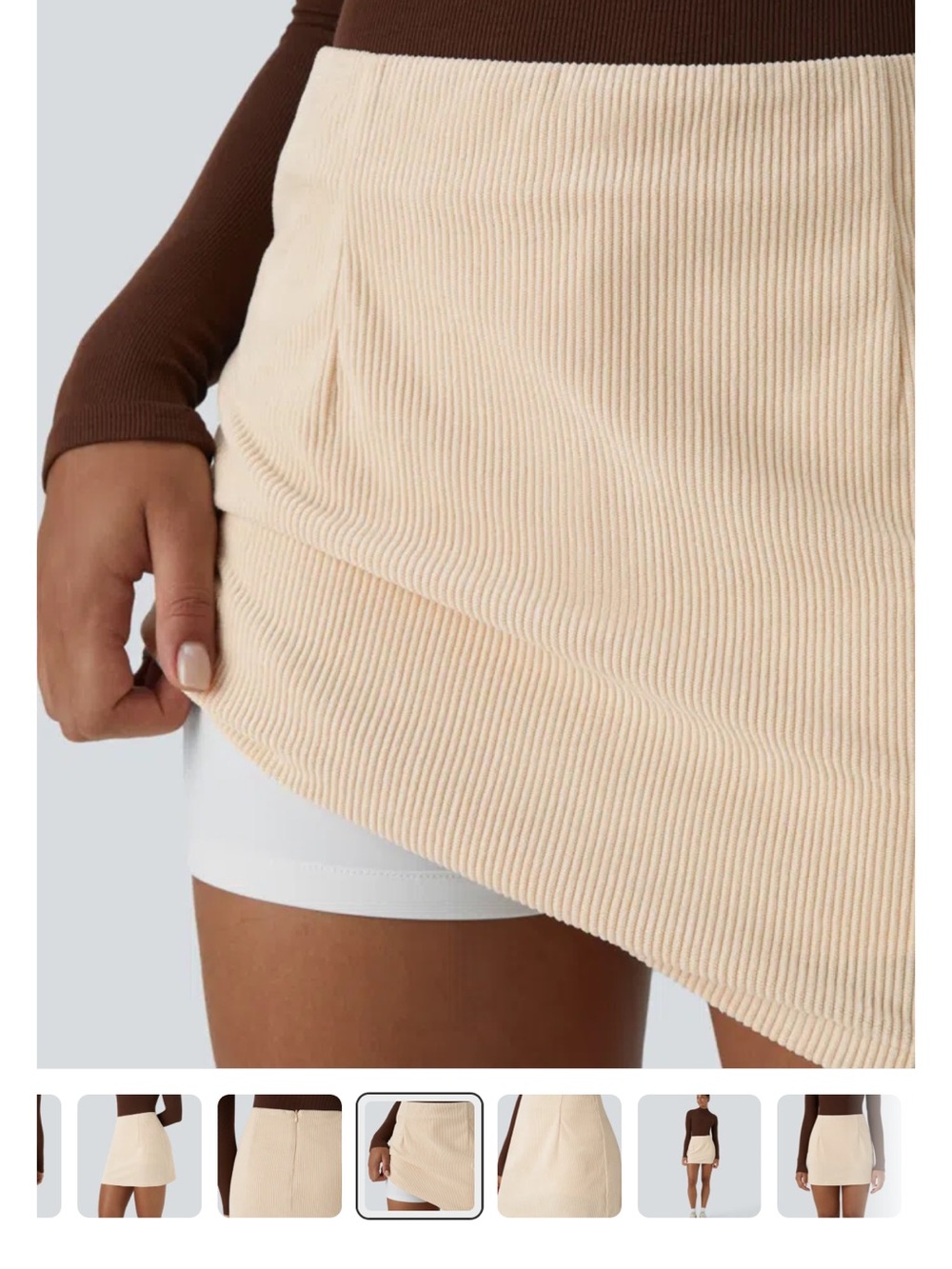 HALARA Cream Ribbed Mini Skirt - Picture 3 of 5